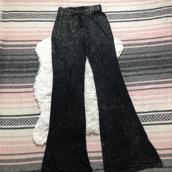 POL Pants - POL Stone Wash Lounge Pants Flare Leg Black Small